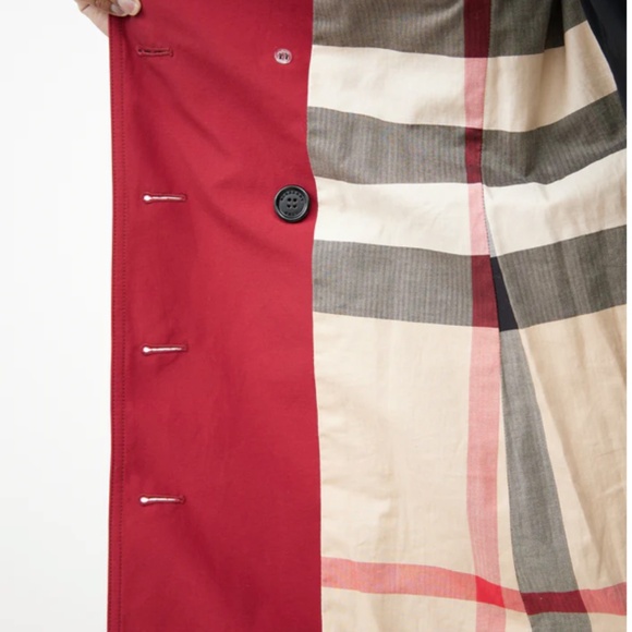 Burberry Brit Double Breasted Technical Cotton Trench Coat, Alizarin Crimson Red - Picture 6 of 17